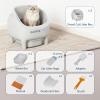 Garvee Self Cleaning Litter Box, Open-Top Automatic Cat Litter Box with APP Control, Odor-Free Waste Disposal Includes Trash Bags, 10.5L Large Waste Bin, for Multiple Cats, White/Grey(White)