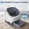 Garvee Self Cleaning Litter Box, Open-Top Automatic Cat Litter Box with APP Control, Odor-Free Waste Disposal Includes Trash Bags, 10.5L Large Waste Bin, for Multiple Cats, White/Grey(White & Grey)
