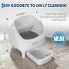 Garvee Self Cleaning Litter Box, Open-Top Automatic Cat Litter Box with APP Control, Odor-Free Waste Disposal Includes Trash Bags, 10.5L Large Waste Bin, for Multiple Cats, White/Grey(White)