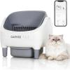 Garvee Self Cleaning Litter Box, Open-Top Automatic Cat Litter Box with APP Control, Odor-Free Waste Disposal Includes Trash Bags, 10.5L Large Waste Bin, for Multiple Cats, White/Grey(White & Grey)