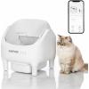 Garvee Self Cleaning Litter Box, Open-Top Automatic Cat Litter Box with APP Control, Odor-Free Waste Disposal Includes Trash Bags, 10.5L Large Waste Bin, for Multiple Cats, White/Grey(White)