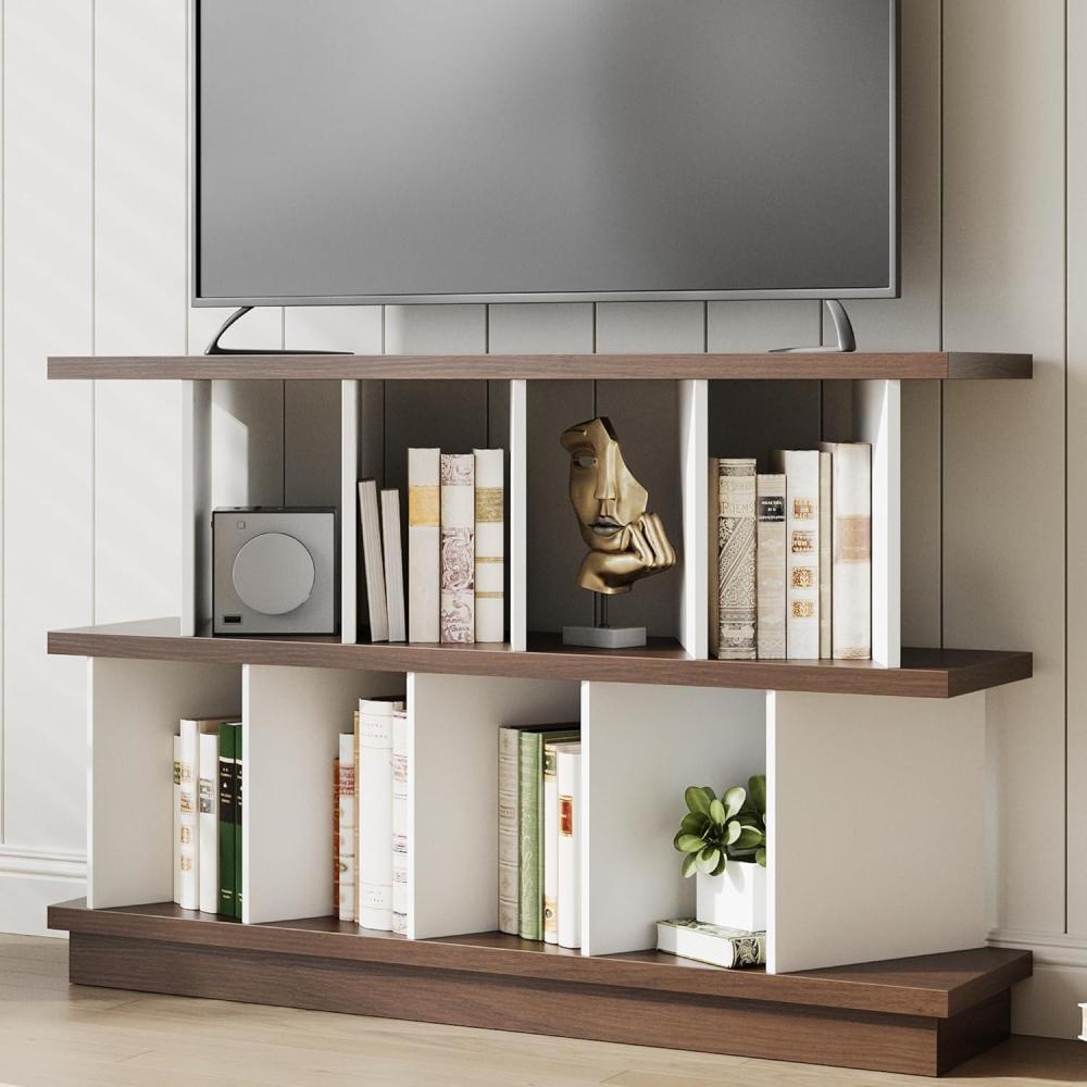 image:imageGarvee 8 Cube Storage Shelf Organizer  Wood Low Bookshelf with 10 Removable Back Panels Display Storage Bookcase for Living Room Bedroom Entrance Hall Home Office Easy Assembly WalnutWalnutwhite