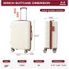 Garvee 20 in Expandable Hard Shell Carry On Luggage with Spinner Wheels, Hardside Carry On Suitcase with Tsa Lock, Lightweight Hardshell Suitcase(White+Brown)