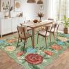 Garvee 8×10 Rug for Bedroom, Modern Plaid Rugs for Living Room, Non Skid Chrismas Rug Non Slip Stain Resistant Dining Room Area Rug, Washable Office Area Rug, Green(Flowers|green Tone)
