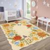 Garvee 8×10 Rug for Bedroom, Modern Plaid Rugs for Living Room, Non Skid Chrismas Rug Non Slip Stain Resistant Dining Room Area Rug, Washable Office Area Rug, Green(Flowers|yellow Tone)