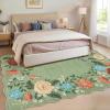 Garvee 8×10 Rug for Bedroom, Modern Plaid Rugs for Living Room, Non Skid Chrismas Rug Non Slip Stain Resistant Dining Room Area Rug, Washable Office Area Rug, Green(Flowers|green Tone)
