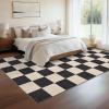 Garvee 8×10 Rug for Bedroom, Modern Plaid Rugs for Living Room, Non Skid Chrismas Rug Non Slip Stain Resistant Dining Room Area Rug, Washable Office Area Rug, Green(Black & Camel)