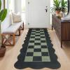 Garvee 8×10 Rug for Bedroom, Modern Plaid Rugs for Living Room, Non Skid Chrismas Rug Non Slip Stain Resistant Dining Room Area Rug, Washable Office Area Rug, Green(Black & Green-scalloped)