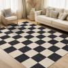 Garvee 8×10 Rug for Bedroom, Modern Plaid Rugs for Living Room, Non Skid Chrismas Rug Non Slip Stain Resistant Dining Room Area Rug, Washable Office Area Rug, Green(Black & Camel)
