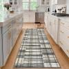 Garvee 8×10 Rug for Bedroom, Modern Plaid Rugs for Living Room, Non Skid Chrismas Rug Non Slip Stain Resistant Dining Room Area Rug, Washable Office Area Rug, Green(Plaid-blue Beige)