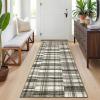 Garvee 8×10 Rug for Bedroom, Modern Plaid Rugs for Living Room, Non Skid Chrismas Rug Non Slip Stain Resistant Dining Room Area Rug, Washable Office Area Rug, Green(Plaid-beige)