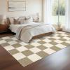 Garvee 8×10 Rug for Bedroom, Modern Plaid Rugs for Living Room, Non Skid Chrismas Rug Non Slip Stain Resistant Dining Room Area Rug, Washable Office Area Rug, Green(Beige)