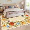 Garvee 8×10 Rug for Bedroom, Modern Plaid Rugs for Living Room, Non Skid Chrismas Rug Non Slip Stain Resistant Dining Room Area Rug, Washable Office Area Rug, Green(Flowers|yellow Tone)