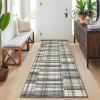 Garvee 8×10 Rug for Bedroom, Modern Plaid Rugs for Living Room, Non Skid Chrismas Rug Non Slip Stain Resistant Dining Room Area Rug, Washable Office Area Rug, Green(Plaid-blue Beige)