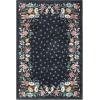 Garvee Blue 5×7 Area Rugs for Living Room, Washable Floral Rug with Non-Slip Backing, Low-Pile Carpet for Bedroom Dining Room(Black)