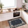 Garvee Blue 5×7 Area Rugs for Living Room, Washable Floral Rug with Non-Slip Backing, Low-Pile Carpet for Bedroom Dining Room(Black)