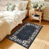 Garvee Blue 5×7 Area Rugs for Living Room, Washable Floral Rug with Non-Slip Backing, Low-Pile Carpet for Bedroom Dining Room(Black)