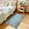 Garvee Blue 5×7 Area Rugs for Living Room, Washable Floral Rug with Non-Slip Backing, Low-Pile Carpet for Bedroom Dining Room(Green)