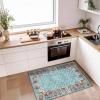 Garvee Blue 5×7 Area Rugs for Living Room, Washable Floral Rug with Non-Slip Backing, Low-Pile Carpet for Bedroom Dining Room(Green)