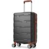 Garvee 20 in Expandable Hard Shell Carry On Luggage with Spinner Wheels, Hardside Carry On Suitcase with Tsa Lock, Lightweight Hardshell Suitcase(Black+Brown)