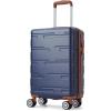 Garvee 20 in Expandable Hard Shell Carry On Luggage with Spinner Wheels, Hardside Carry On Suitcase with Tsa Lock, Lightweight Hardshell Suitcase(Blue+Brown)