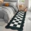 Garvee 8×10 Rug for Bedroom, Modern Plaid Rugs for Living Room, Non Skid Chrismas Rug Non Slip Stain Resistant Dining Room Area Rug, Washable Office Area Rug, Green(Black & White-scalloped)