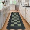 Garvee 8×10 Rug for Bedroom, Modern Plaid Rugs for Living Room, Non Skid Chrismas Rug Non Slip Stain Resistant Dining Room Area Rug, Washable Office Area Rug, Green(Black & Green-scalloped)