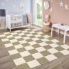 Garvee 8×10 Rug for Bedroom, Modern Plaid Rugs for Living Room, Non Skid Chrismas Rug Non Slip Stain Resistant Dining Room Area Rug, Washable Office Area Rug, Green(Beige)