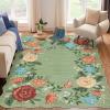 Garvee 8×10 Rug for Bedroom, Modern Plaid Rugs for Living Room, Non Skid Chrismas Rug Non Slip Stain Resistant Dining Room Area Rug, Washable Office Area Rug, Green(Flowers|green Tone)