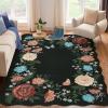 Garvee 8×10 Rug for Bedroom, Modern Plaid Rugs for Living Room, Non Skid Chrismas Rug Non Slip Stain Resistant Dining Room Area Rug, Washable Office Area Rug, Green(Flowers|black Tone)