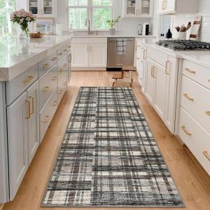 Garvee 8×10 Rug for Bedroom, Modern Plaid Rugs for Living Room, Non Skid Chrismas Rug Non Slip Stain Resistant Dining Room Area Rug, Washable Office Area Rug, Green(Plaid-dark Green)