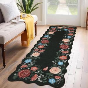 Garvee 8×10 Rug for Bedroom, Modern Plaid Rugs for Living Room, Non Skid Chrismas Rug Non Slip Stain Resistant Dining Room Area Rug, Washable Office Area Rug, Green(Black Tone)