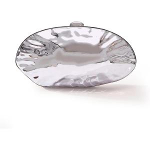 Women’s Purse with Removable Chain, Acrylic Shell Shape Evening Bag for Wedding, Party, Prom, Cocktail, Date Night(Silver)