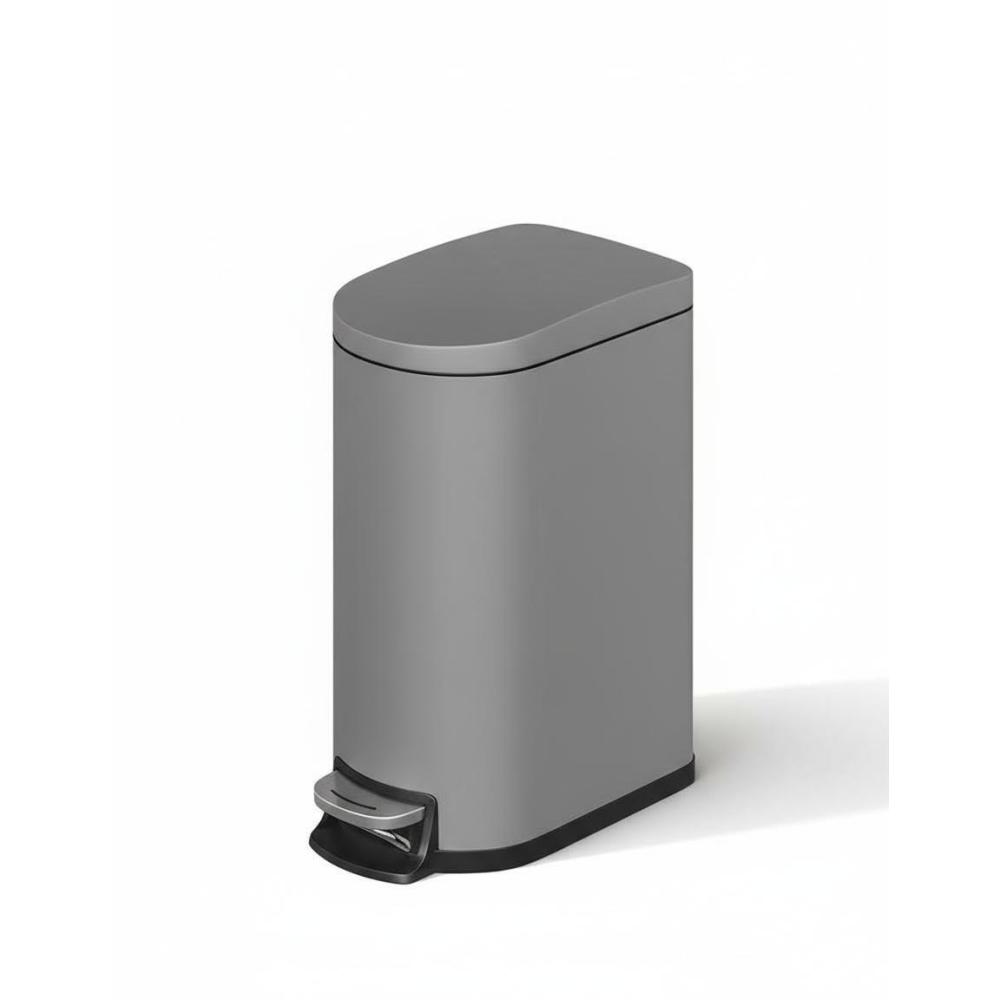 image:imageGarvee 26 gal  10 L Metal Bathroom Trash Can with Lid Slim Waterproof Garbage Can for Bedroom Small Stepon Trash Bin with Inner Bucket Rear Handle Soft Close Lid GreyGrey