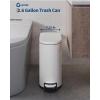 Garvee 2.6 gal / 10 L Metal Bathroom Trash Can with Lid, Slim Waterproof Garbage Can for Bedroom, Small Step-on Trash Bin with Inner Bucket, Rear Handle, Soft Close Lid, Grey(White)