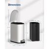 Garvee 2.6 gal / 10 L Metal Bathroom Trash Can with Lid, Slim Waterproof Garbage Can for Bedroom, Small Step-on Trash Bin with Inner Bucket, Rear Handle, Soft Close Lid, Grey(Creamy White)