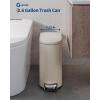 Garvee 2.6 gal / 10 L Metal Bathroom Trash Can with Lid, Slim Waterproof Garbage Can for Bedroom, Small Step-on Trash Bin with Inner Bucket, Rear Handle, Soft Close Lid, Grey(Sand Beige)