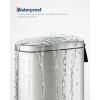 Garvee 2.6 gal / 10 L Metal Bathroom Trash Can with Lid, Slim Waterproof Garbage Can for Bedroom, Small Step-on Trash Bin with Inner Bucket, Rear Handle, Soft Close Lid, Grey(Silver)