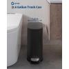 Garvee 2.6 gal / 10 L Metal Bathroom Trash Can with Lid, Slim Waterproof Garbage Can for Bedroom, Small Step-on Trash Bin with Inner Bucket, Rear Handle, Soft Close Lid, Grey(Black)