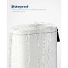 Garvee 2.6 gal / 10 L Metal Bathroom Trash Can with Lid, Slim Waterproof Garbage Can for Bedroom, Small Step-on Trash Bin with Inner Bucket, Rear Handle, Soft Close Lid, Grey(White)