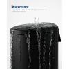 Garvee 2.6 gal / 10 L Metal Bathroom Trash Can with Lid, Slim Waterproof Garbage Can for Bedroom, Small Step-on Trash Bin with Inner Bucket, Rear Handle, Soft Close Lid, Grey(Black)