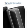 GarveeHome 2 x 8 gal Stainless Steel Double Trash Can with Lid for Kitchen, Large Dual Trash and Recycle Bin Combo, Step-on Kitchen Metal Garbage Cans, PP Inner Buckets, Liner Rim, Silver(Matte Black)