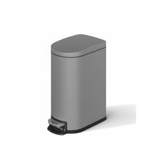 Garvee 2.6 gal / 10 L Metal Bathroom Trash Can with Lid, Slim Waterproof Garbage Can for Bedroom, Small Step-on Trash Bin with Inner Bucket, Rear Handle, Soft Close Lid, Grey(Grey)