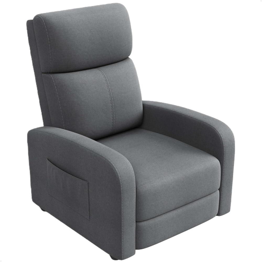 image:imageGarvee Recliner Chair for Adults PU Leather Lazy Recliner Ergonomic Adjustable Single Sofa Enhanced with Side Pocket Tall Back Wide Arms amp Padded Seat Home Theater Seating for Living RoomDark Grey