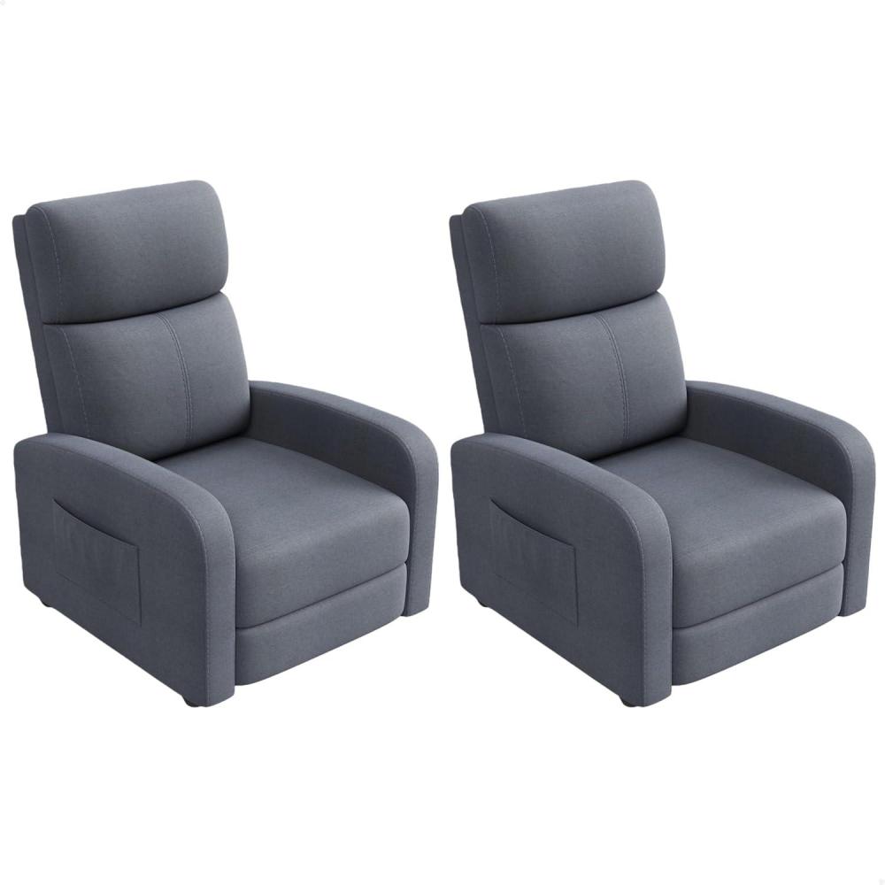image:imageGarvee Recliner Chair for Adults PU Leather Lazy Recliner Ergonomic Adjustable Single Sofa Enhanced with Side Pocket Tall Back Wide Arms amp Padded Seat Home Theater Seating for Living RoomGrey