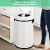 Garvee 17 gal/65 L Trash Can, Fingerprint-Proof Stainless Steel Swing Top Garbage Can, Heavy Duty Commercial Round Trash Bin with Swing Lid for Restaurant, Home, Office, Black(White)