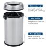 Garvee 17 gal/65 L Trash Can, Fingerprint-Proof Stainless Steel Swing Top Garbage Can, Heavy Duty Commercial Round Trash Bin with Swing Lid for Restaurant, Home, Office, Black(Silver)