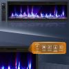 Garvee 60 in Electric Fireplace Inserts, 750/1500W Recessed and Wall Mounted Fireplace Heater with Remote Control, Adjustable Flame Color & Brightness, 9H Timer, Log & Crystal, Black(60 inch)