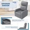 Garvee Recliner Chair for Adults, PU Leather Lazy Recliner Ergonomic Adjustable Single Sofa Enhanced with Side Pocket, Tall Back, Wide Arms & Padded Seat, Home Theater Seating for Living Room(Pu Gray)
