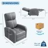 Garvee Recliner Chair for Adults, PU Leather Lazy Recliner Ergonomic Adjustable Single Sofa Enhanced with Side Pocket, Tall Back, Wide Arms & Padded Seat, Home Theater Seating for Living Room(Pu Gray)